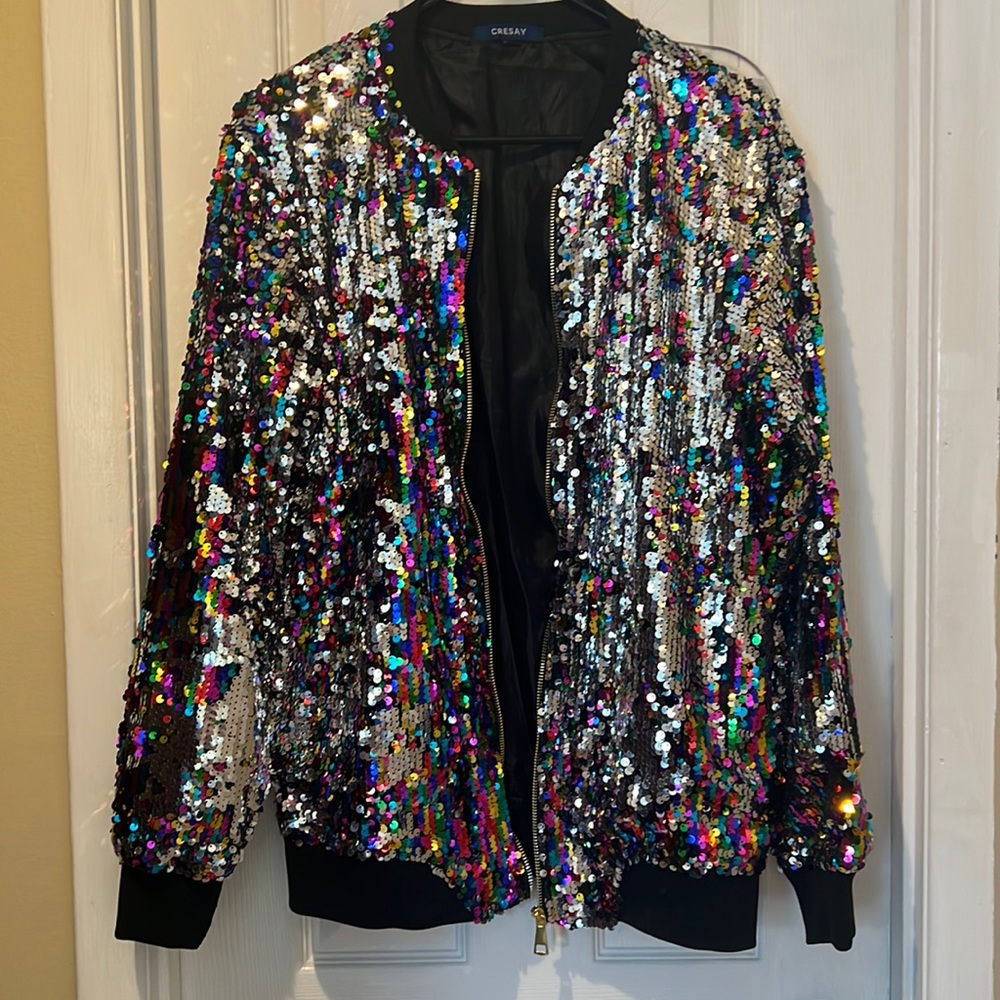Sequin bomber jacket